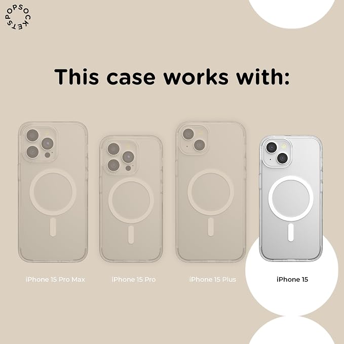 PopSockets iPhone 15 Phone Case with MagSafe- Coastal Dye Purple | Magnetic, Wireless Charging, Camera & Drop Protection, Purple, Aura, Rainbow, Colorful