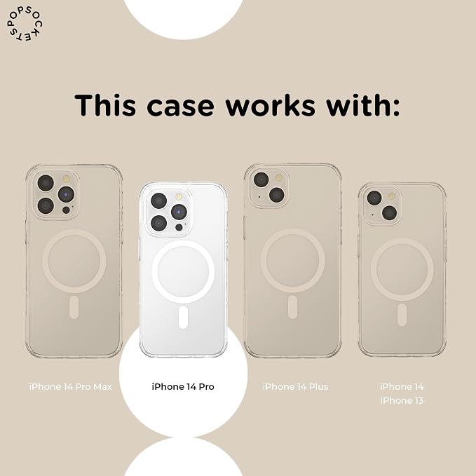 PopSockets iPhone 14 Pro Phone Case with MagSafe- Latte | Magnetic, Wireless Charging, Camera & Drop Protection, Western, Boho, Aesthetic, Phone, Women