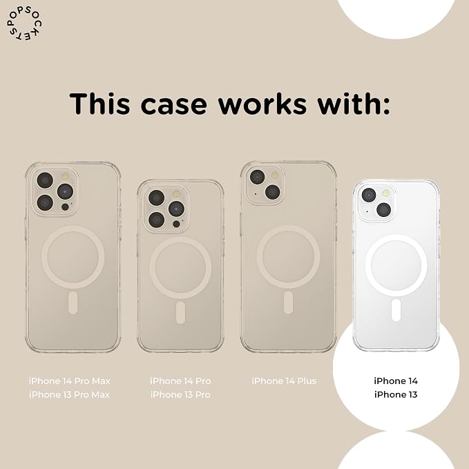 PopSockets iPhone 14 Phone Case with MagSafe- Floating Florals | Magnetic, Wireless Charging, Camera & Drop Protection, Hot Pink, Flower, Floral