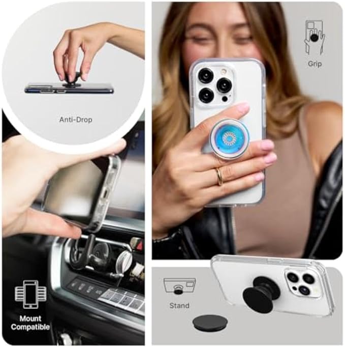 PopSockets iPhone 15 Pro Max Phone Case with MagSafe, Wireless Charging Compatible, Bookish - Mirror Starfall
